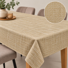 Gecoat tafellinnen/tafelkleed - linnenlook rubor beige
