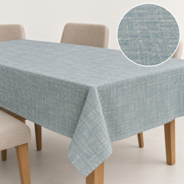 Gecoat tafellinnen/tafelkleed - Linnenlook lichtblauw