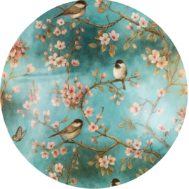 Tafelzeil rond - Turqoise vogel