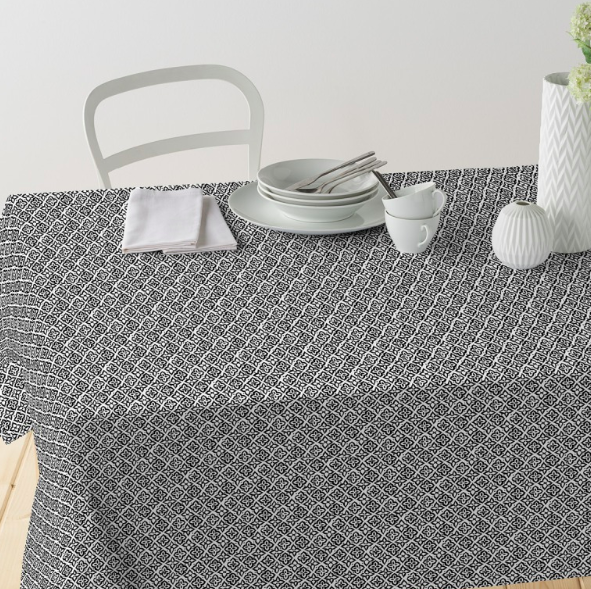 Gecoat tafellinnen/tafelkleed - Aldara zwart/wit