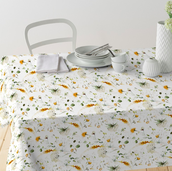 Gecoat tafellinnen/tafelkleed - Orange flower
