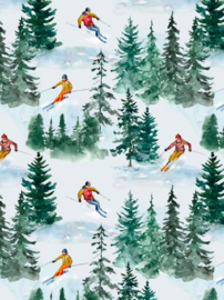 Gecoat tafellinnen/tafelkleed - Ski wintergebied