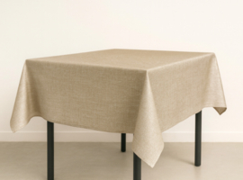 Tafelzeil kerst - Linnen look zand/zilver-draad