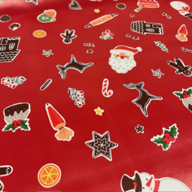 Tafelzeil kerst - Xmas cookie rood