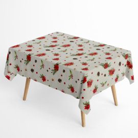 Gecoat tafellinnen/tafelkleed - Kerst ster rood