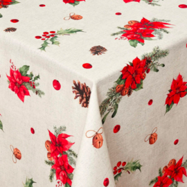 Gecoat tafellinnen/tafelkleed - Kerst ster rood