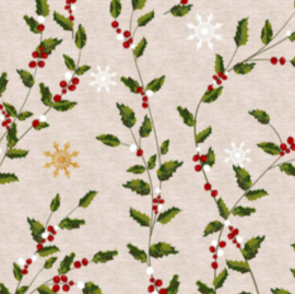 Gecoat tafellinnen/tafelkleed -Ivy christmas