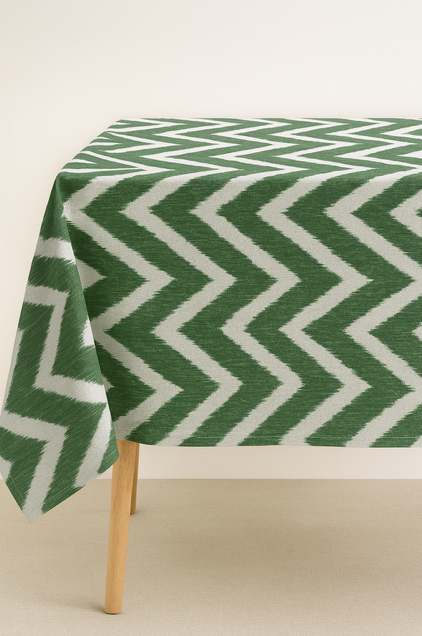 Gecoat tafellinnen/tafelkleed - Stripe groen