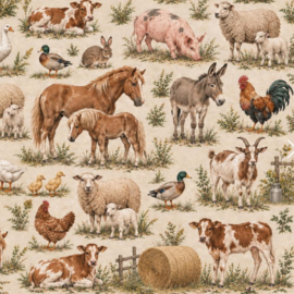 Gecoat tafellinnen/tafelkleed - Boerderij dieren