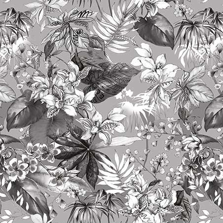 Tafelzeil - Artist flower zwart/grijs