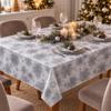 Kerst tafelzeil - Zilveren kerst sneeuwvlok