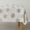 Gecoat tafellinnen/tafelkleed - Kerst sterren wit/goud/grijs