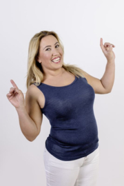 Engel Natur - Dames mouwloos hemd in bio merinowol met zijde - Navy - op voorraad in 34/36, 38/40, 42/44 of 46/48