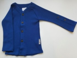 Manymonths - Cardigan in merinowol, aanpasbare mouwen - Jewel Blue - meegroei maat Conqueror (3 tem 5 jaar)