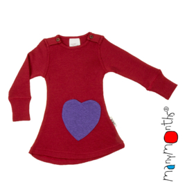 Manymonths - Jurk  Longsleeve dress Heart Pocket - Raspberry Red