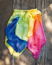 Sarah's Silks - Elfen rokje in zijde, omkeerbaar geel / regenboogkleuren - 83102