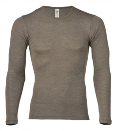 Engel Natur - Heren Longsleeve shirt in wol zijde - Walnoot in 46/48, 50/52, 54/56. Ontbrekende maten kunnen worden bij besteld