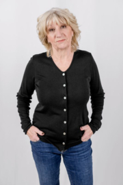 Engel Natur - Dames Cardigan in bio merinowol met zijde - Zwart -  op voorraad in 34/36, 38/40, 42/44 of 46/48