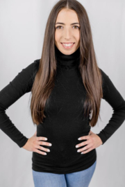 Engel Natur - Unisex Longsleeve met rolkraag col in biologische merinowol met zijde - Zwart -  op voorraad in 46/48