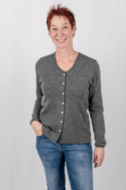 Engel Natur - Dames Cardigan in biologische merinowol - Schiefer anthraciet -  op voorraad in 34/36 of 38/40