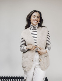 Alwero - Unisex Bodywarmer vest in echte wol - Alpen adult - English Tea - maat XS / S / M / L / XL / XXL