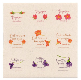 Postkaart - Set van 6 kaarten met Bloemen Recepten en 18 stickers - Tanja Hilgers