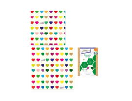 Beeskin - Bijenwasdoek biokatoen - Set 1x M 25x25 cm en 1x L 35x35 cm - Colourfull hearts