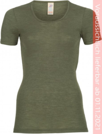 Engel Natur - Dames T-shirt in wol zijde - OIive groen in 34/36,  42/44, 46/48. Ontbrekende maten kunnen worden bij besteld.