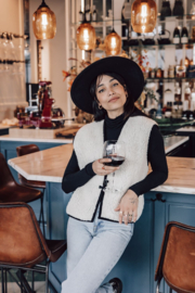 Alwero - Bodywarmer elegant vest in wol met fijn boordje - Tyrol , adult - Polar Bear - S of M (valt ruim)