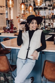 Alwero - Bodywarmer elegant vest in wol met fijn boordje - Tyrol , adult - Polar Bear - S of M (valt ruim)