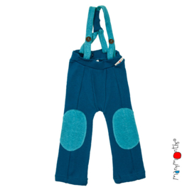 Manymonths - Hazel pants Salopette / Broek met afneembare riemen in merino wol- Mykonos Waters - meegroei maat Charmer-Explorer (3 tem 12 à 18 maanden)