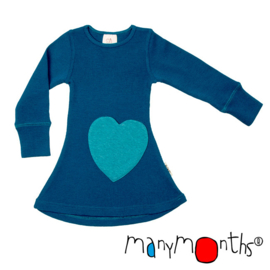 Manymonths - Jurk  Longsleeve dress Heart Pocket - Mykonos Water