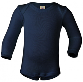 Engel Natur - Body romper lange mouw wol zijde - Navy donkerblauw, in 50/56 en 62/68. LAATSTE IN DEZE KLEUR