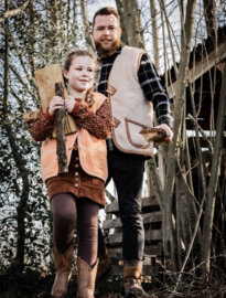 Alwero - Unisex Bodywarmer vest in echte wol - Alpen adult  - Beige - maat XS / S / M / L / XL / 2XL / 3XL