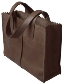 MYOMY - My Paper Bag Handtas met rits - Chocolat (donkerbruin)