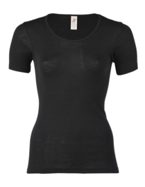 Engel Natur - Dames T-shirt in wol zijde - Zwart in 34/36, 38/40 of 42/44 - Ontbrekende maten kunnen worden bij besteld.