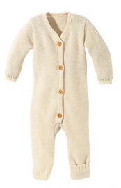 Disana - Onesie Overall in gebreide merinowol - Natural