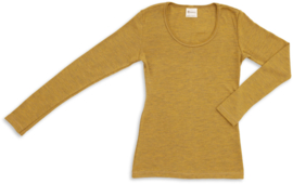Engel Natur - Dames Longsleeve in biologische merinowol - Safran melange -  op voorraad in 34/36, 42/44 of 46/48