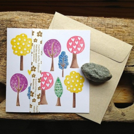 Anneko Design - Wenskaart met zaailint - Gekleurde bomen
