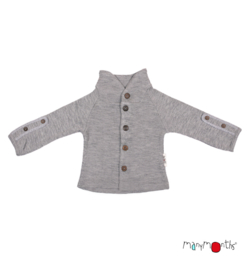 Manymonths - Unique Cardigan in merinowol, met aanpasbare mouwen - Silver Cloud - meegroei maat Enthusiast (8 tem 10 jaar) en Lionheart (140-152/158 = 10 tem 12 a 13 jaar)