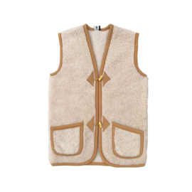 Alwero - Unisex Bodywarmer vest in wol - Alpen , adult  - Beige - maat XS /  S /  M / L / XL / 2XL