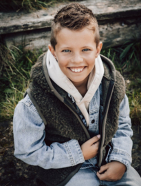 Alwero - Bodywarmer vest in echte wol - Robby - Khaki groen - in 92/98, 104/110