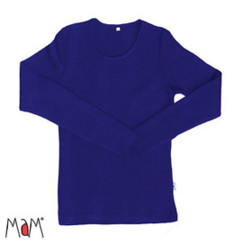 Manymonths MaM - Dames Thermo Longsleeve shirt / trui in merinowol ribstof - Jewel Blue in S