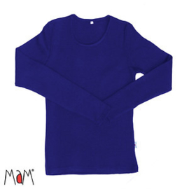 Manymonths MaM - Dames Thermo Longsleeve shirt / trui in merinowol ribstof - Jewel Blue in S of L