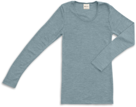 Engel Natur - Dames Longsleeve in bio merinowol met zijde - Mountain Blue -  op voorraad in 38/40, 42/44 of 46/48