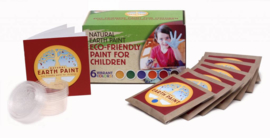 Natural Earth Paint - Kit met 6 kleuren (3 liter) en 6 mengbakjes met deksel = Multi inzetbare schilderverf: op papier, steen, hout, glas, aquarell, vingerverf, enz ...