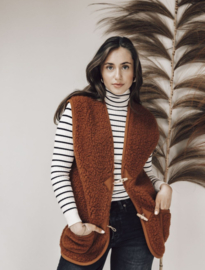 Alwero - Unisex Bodywarmer vest in echte wol - Alpen adult - Fox - XS / S /M / L / XL