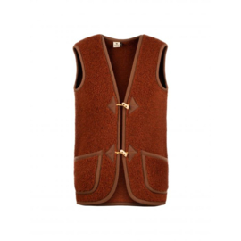 Alwero - Unisex Bodywarmer vest in wol - Alpen , adult - Cognac - XS / S / M / XL