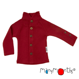 Manymonths - Unique Cardigan in merinowol, met aanpasbare mouwen  - Cranberry Nectar - meegroei maat  Enthusiast (8 tem 10 jaar) en Lionheart (140-152/158 = 10 tem 12 a 13 jaar)