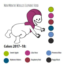 Manymonths - Elephant Hood Bivakmuts in  merino wol - Provence Blue - meegroei maat Newcomer (0 tem 3 à 4 maanden)